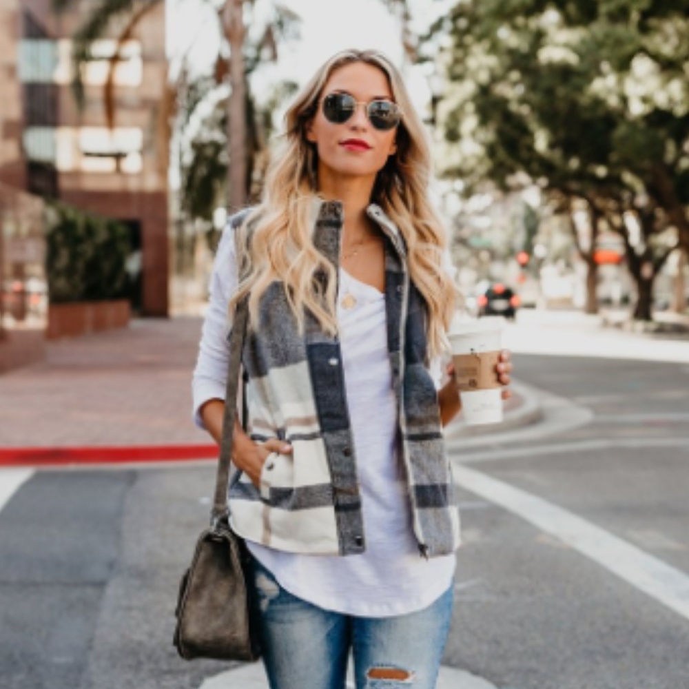 Redding Plaid Pocketed Vest